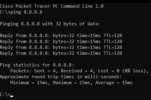 Консольний вивід програми ping_cli.py — пінгування 8.8.8.8